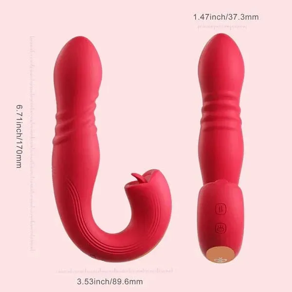 Honey Play Box Joi Thrust 2 - App Controlled Thrusting G-spot Vibrator & Tongue Clit Licker- Red