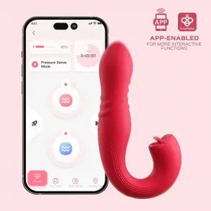 Honey Play Box Joi Thrust 2 - App Controlled Thrusting G-spot Vibrator & Tongue Clit Licker- Red