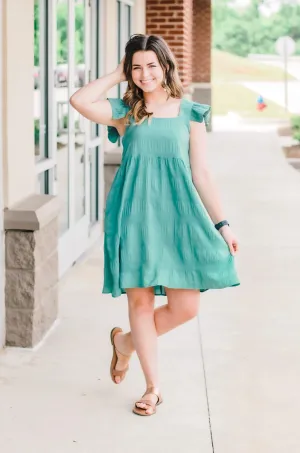 I Feel Good Square Neck Dress in Forest
