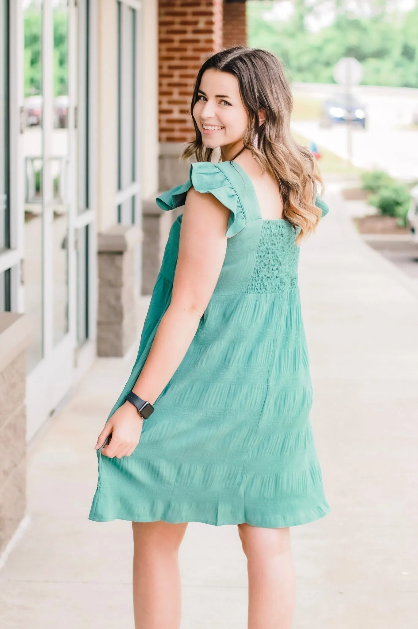 I Feel Good Square Neck Dress in Forest