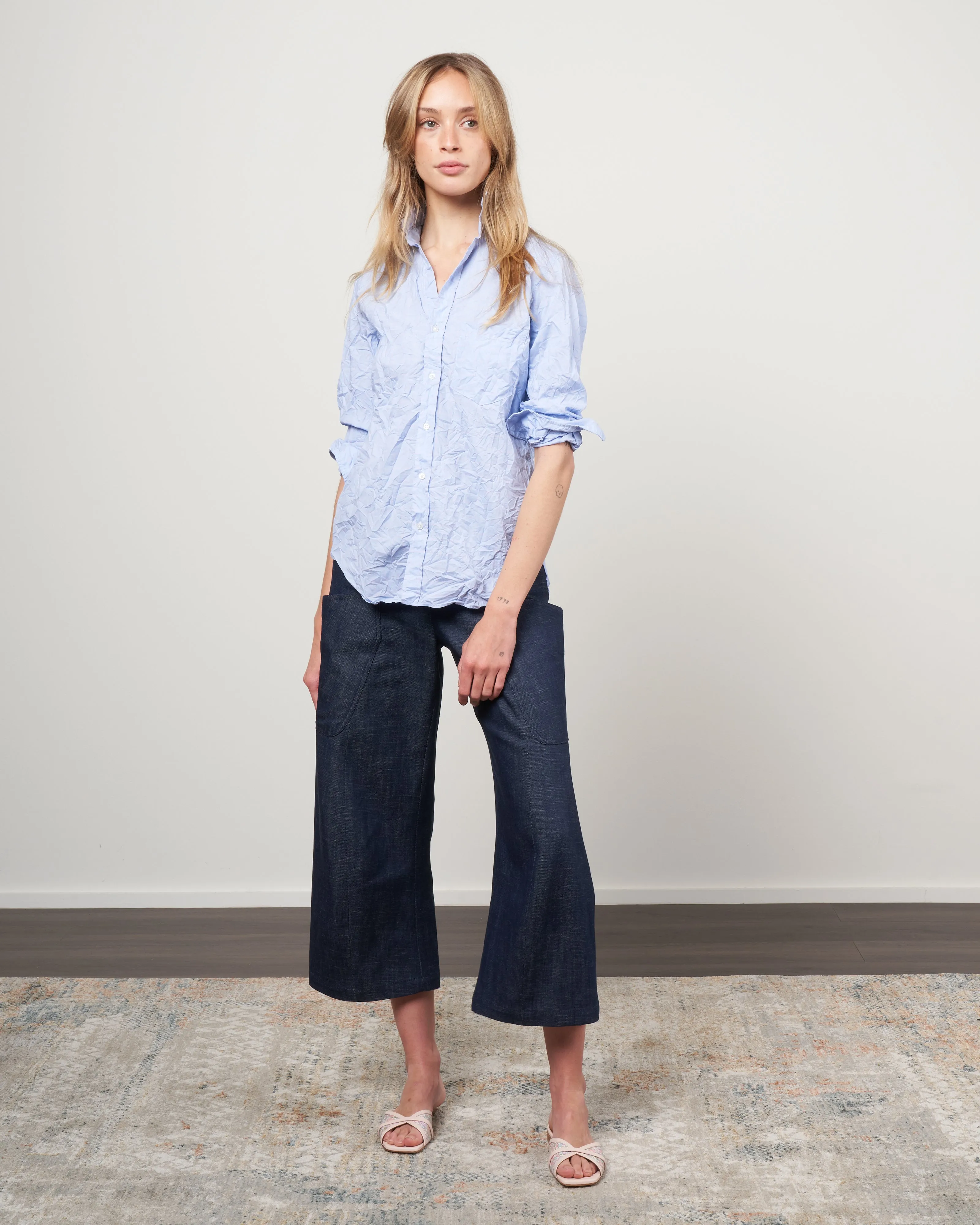 joedy woven button up - light blue, pink windowpane