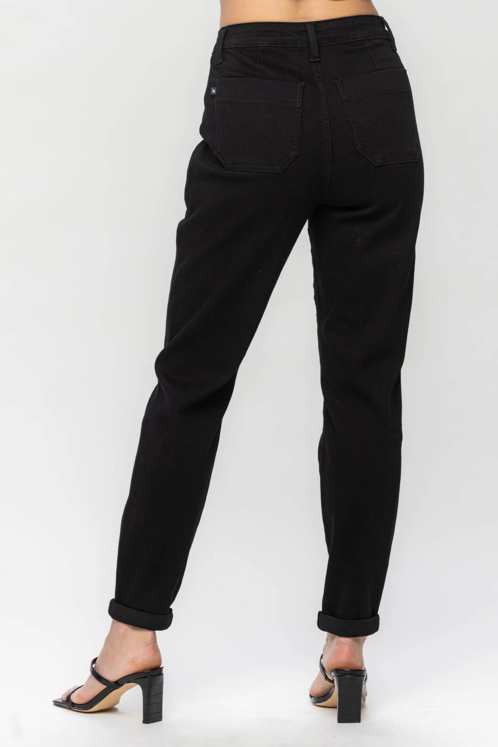 Judy Blue || Carly High Waist Jet Black Double Roll Cuff Jogger Jean