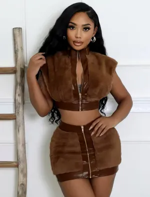 “Kim” Fur Skirt Set