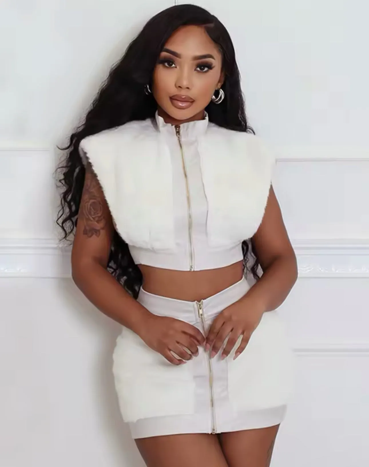 “Kim” Fur Skirt Set