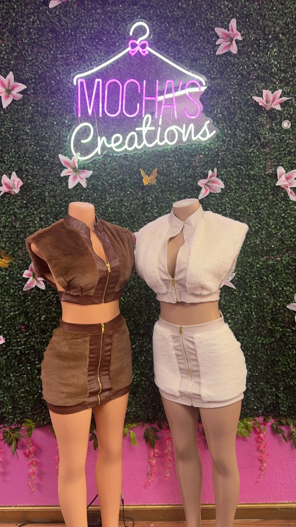 “Kim” Fur Skirt Set