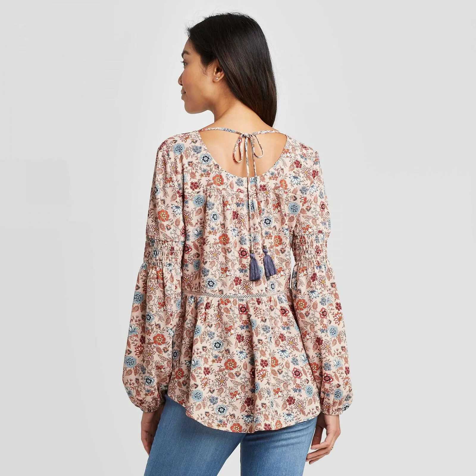 Knox Rose Women's Floral Print Long Sleeve Round Neck Blouse