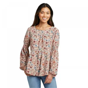 Knox Rose Women's Floral Print Long Sleeve Round Neck Blouse