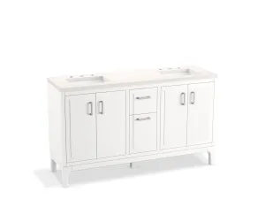 KOHLER K-33555-ASB Seer 60" bathroom vanity cabinet with sinks and quartz top
