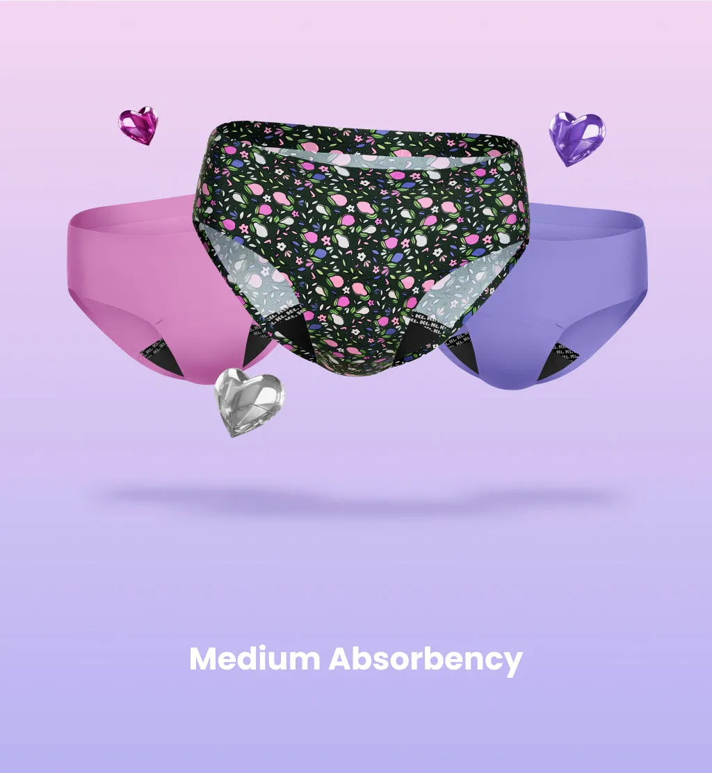 Leakproof UltraThin No-Show Underwear Bikini 3-Pack (Kit Item)