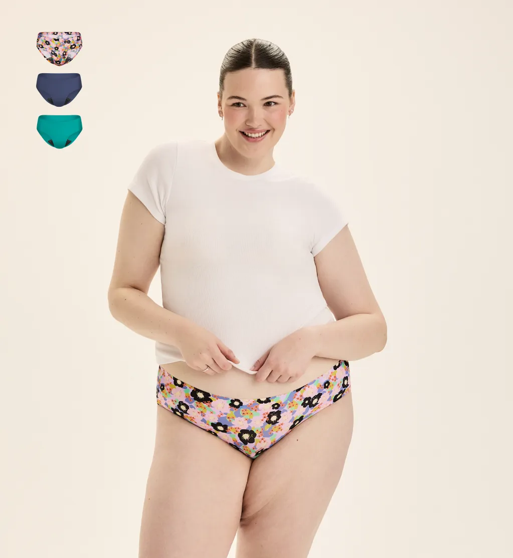 Leakproof UltraThin No-Show Underwear Bikini 3-Pack
