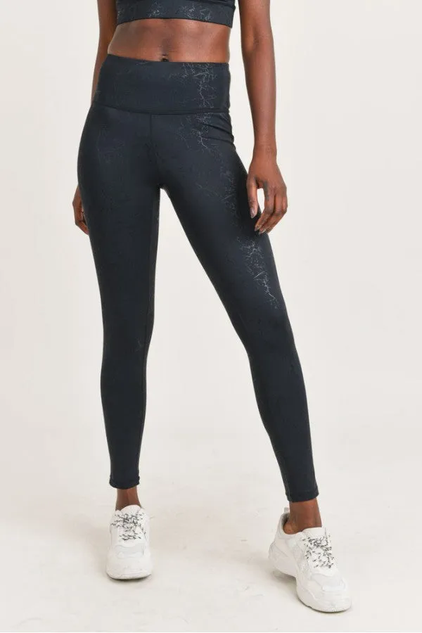 Level Up Dark Marble Foil Highwaist Leggings-Small-3XL