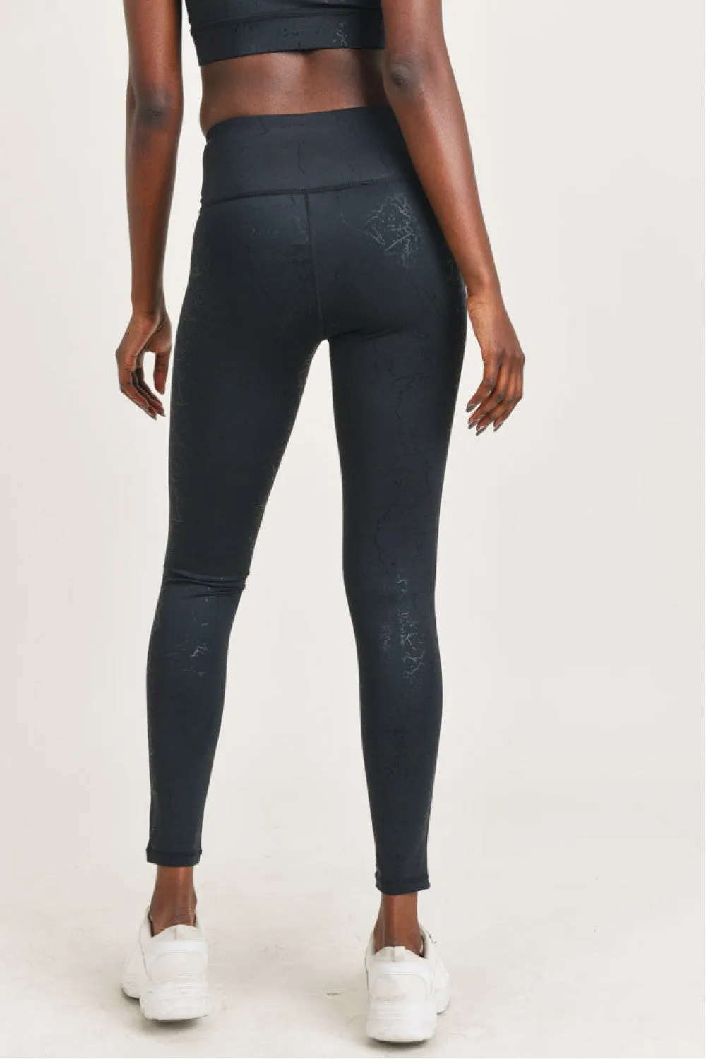 Level Up Dark Marble Foil Highwaist Leggings-Small-3XL