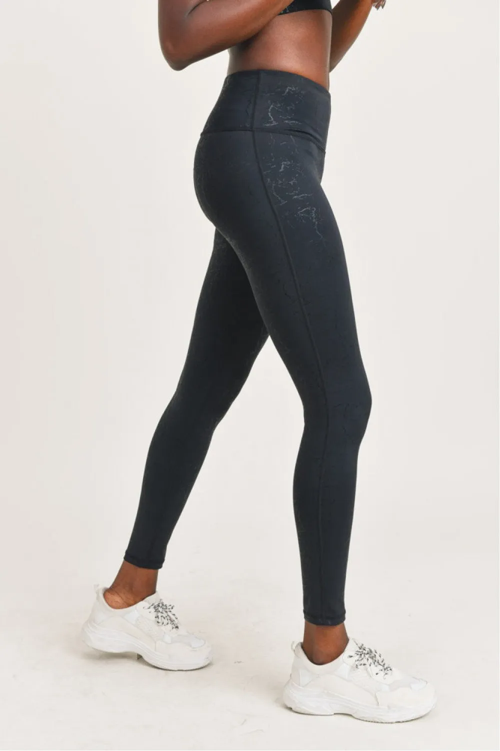 Level Up Dark Marble Foil Highwaist Leggings-Small-3XL