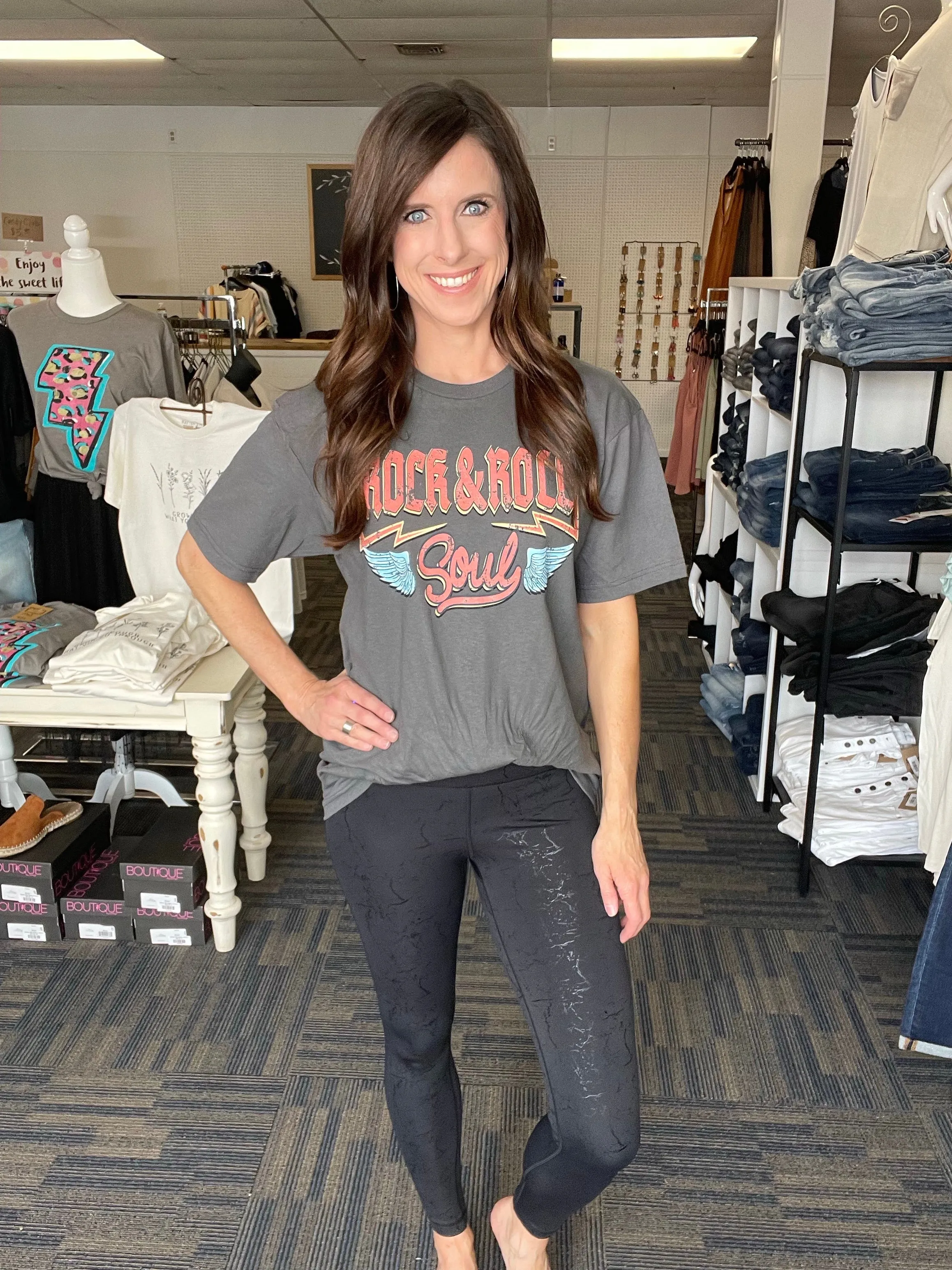 Level Up Dark Marble Foil Highwaist Leggings-Small-3XL