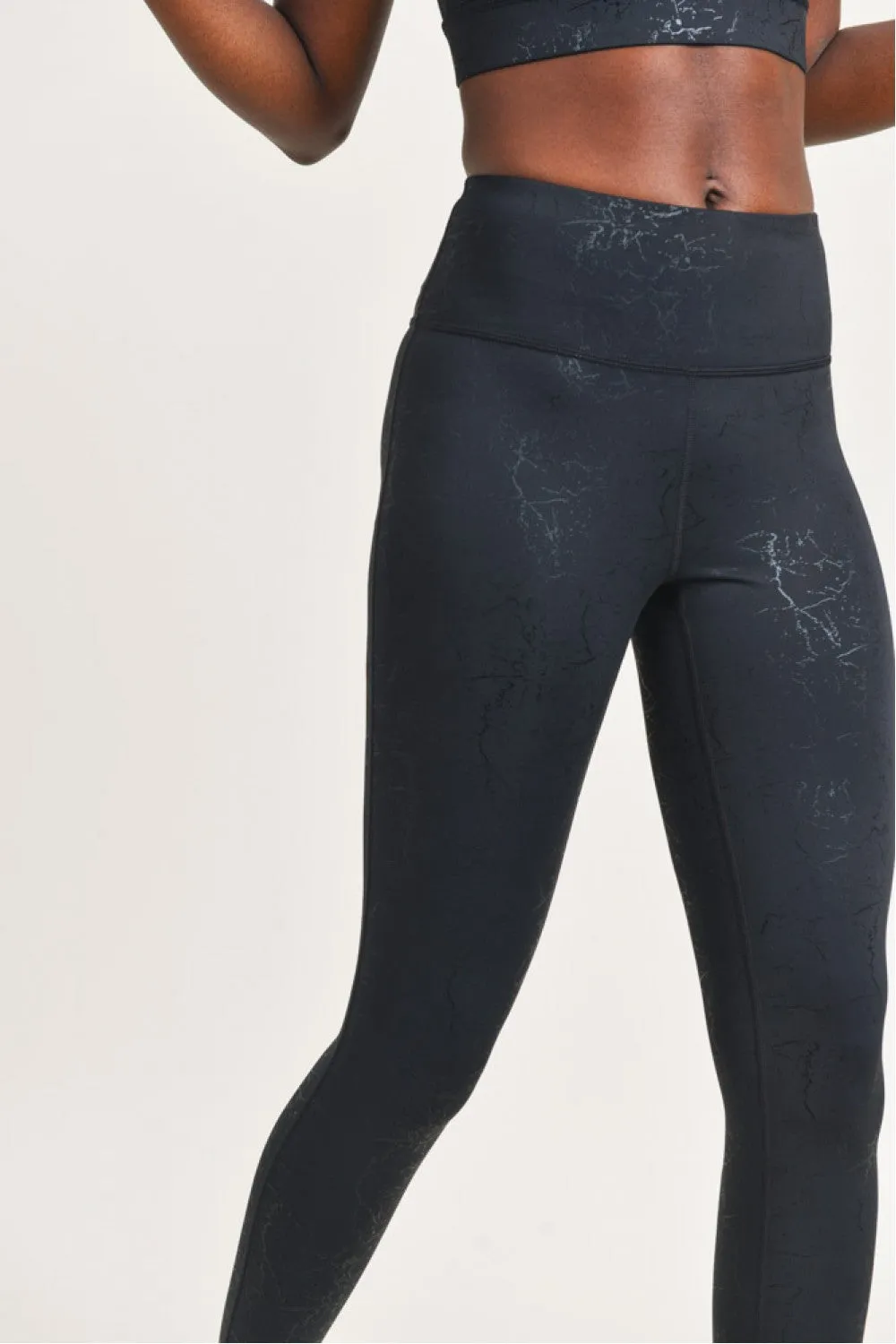 Level Up Dark Marble Foil Highwaist Leggings-Small-3XL