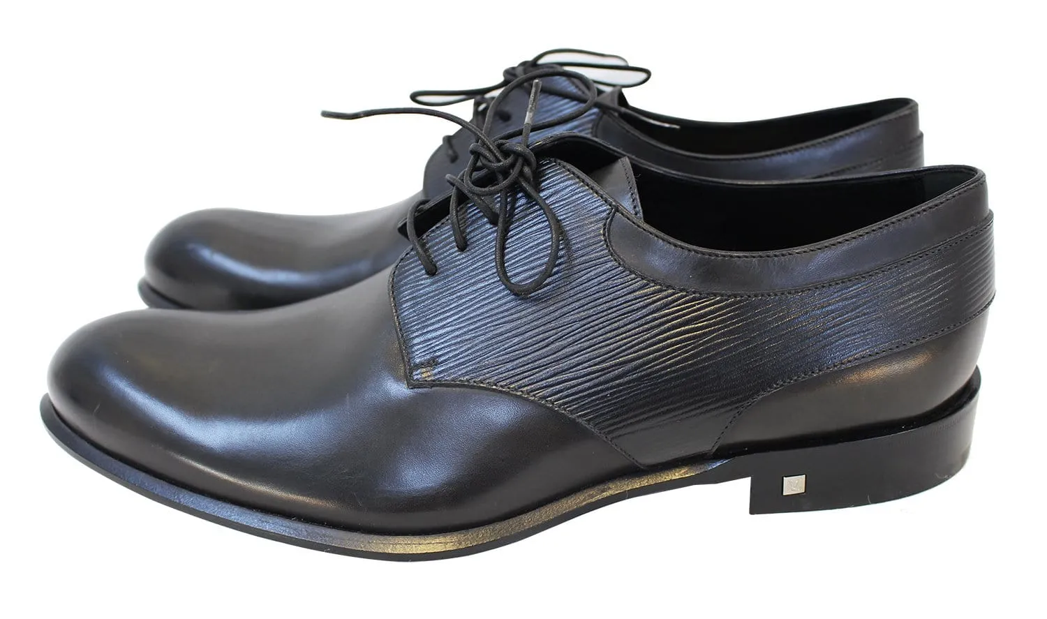 LOUIS VUITTON Richelieu Black Epi Lace ups Men's Dress Shoes Size 8.1/2