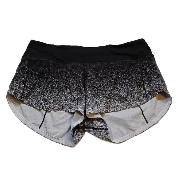 Lululemon Speed Up Mid-Rise Short 2.5&quot; (Ombre Speckle Stop White Black) Size 8