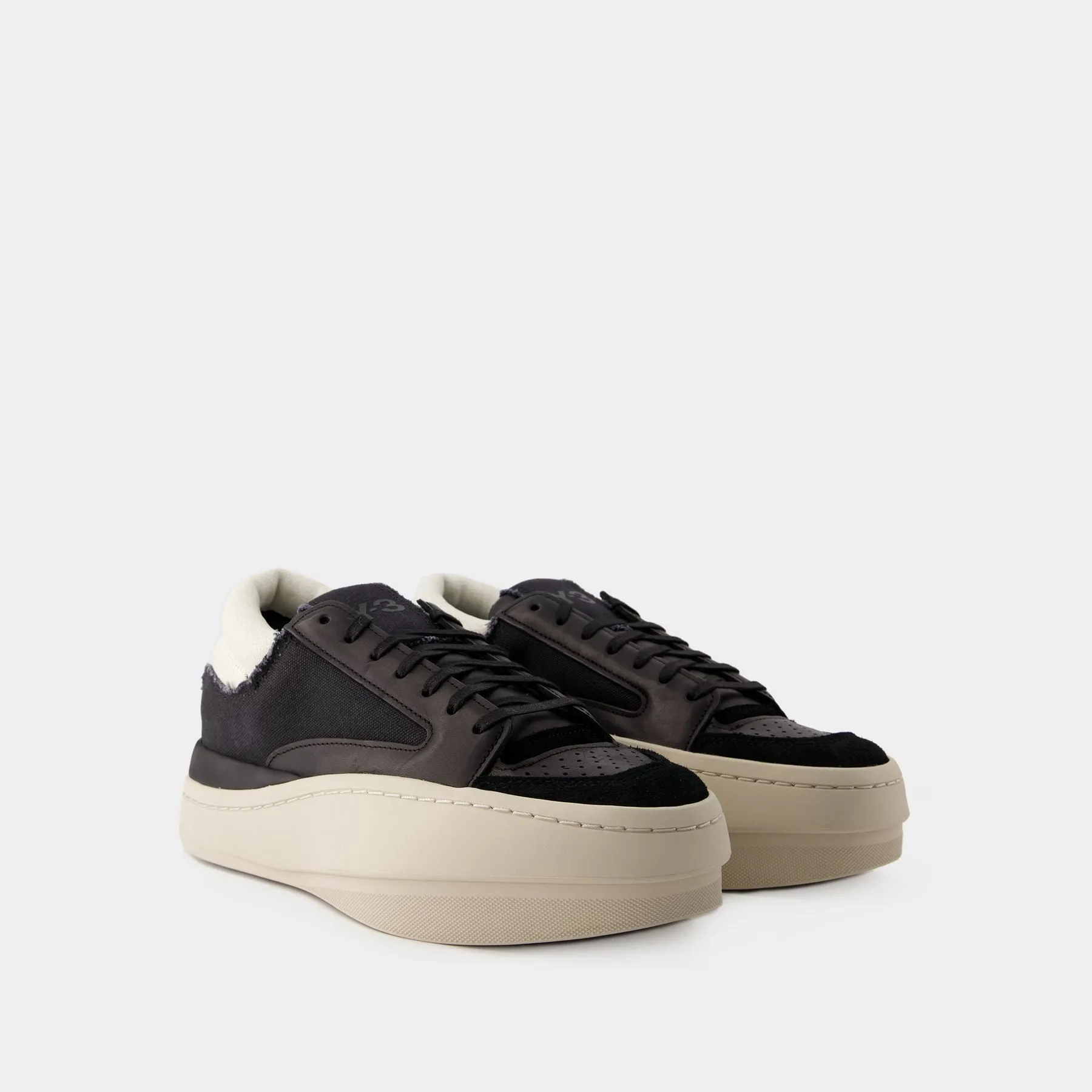 Lux Bball Low Sneakers - Y-3 - Leather - Black/Brown/White