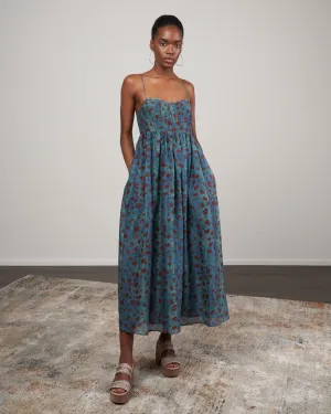 mariza dress - teal handprint dot