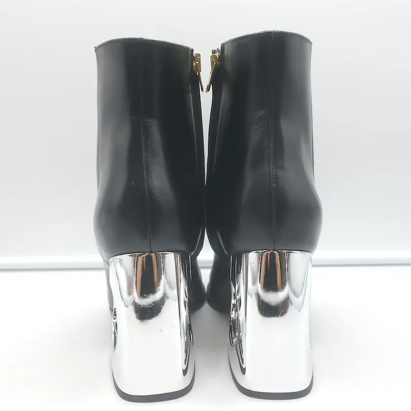 Marni Cutout-Heel Ankle Boots Black Leather Size 38