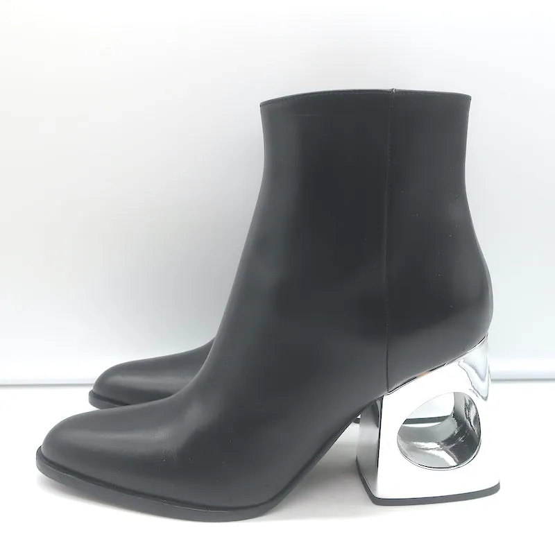 Marni Cutout-Heel Ankle Boots Black Leather Size 38