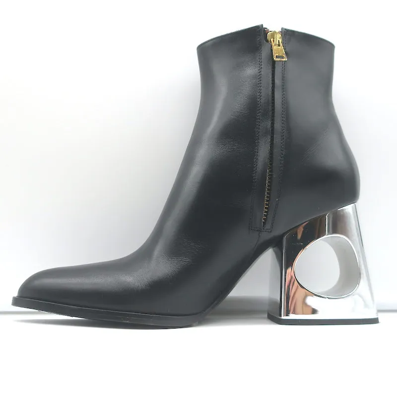 Marni Cutout-Heel Ankle Boots Black Leather Size 38