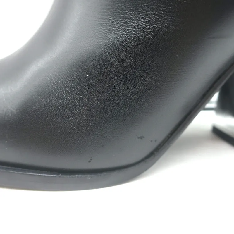 Marni Cutout-Heel Ankle Boots Black Leather Size 38