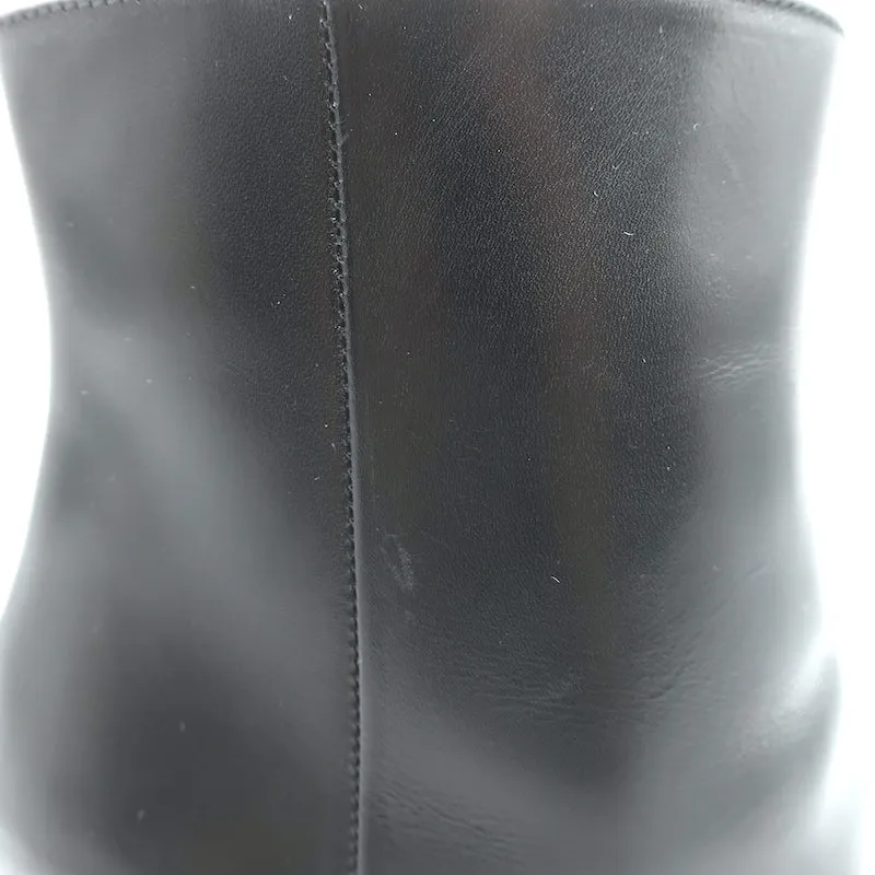Marni Cutout-Heel Ankle Boots Black Leather Size 38