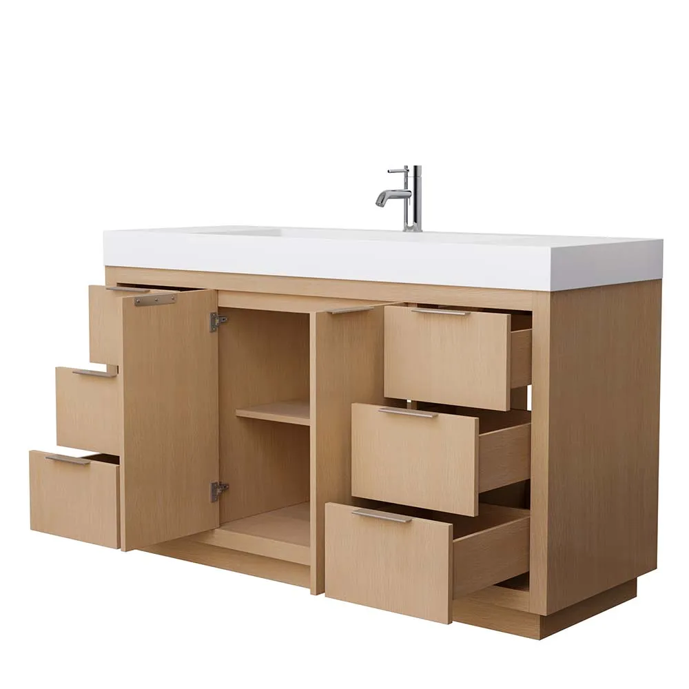 Maroni 60 Inch Single Bathroom Vanity in Light Straw