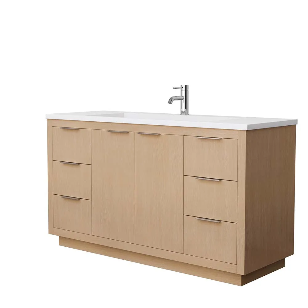 Maroni 60 Inch Single Bathroom Vanity in Light Straw