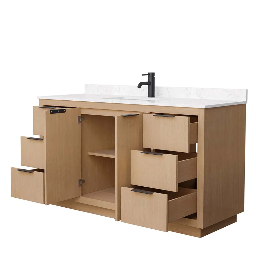 Maroni 60 Inch Single Bathroom Vanity in Light Straw
