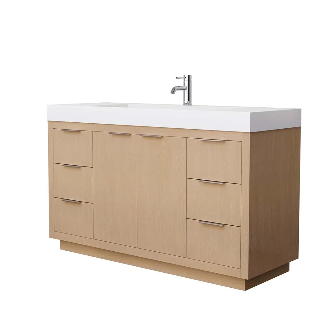 Maroni 60 Inch Single Bathroom Vanity in Light Straw
