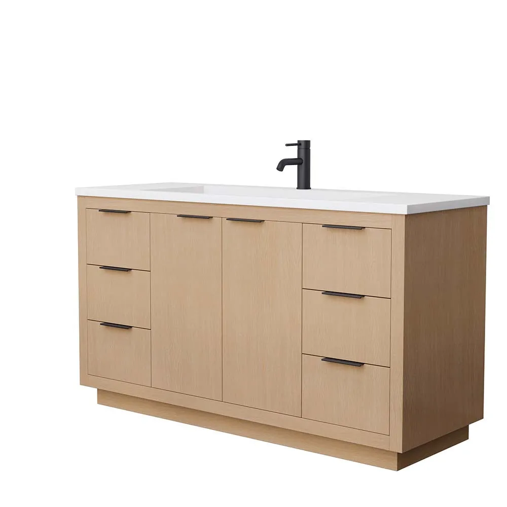 Maroni 60 Inch Single Bathroom Vanity in Light Straw