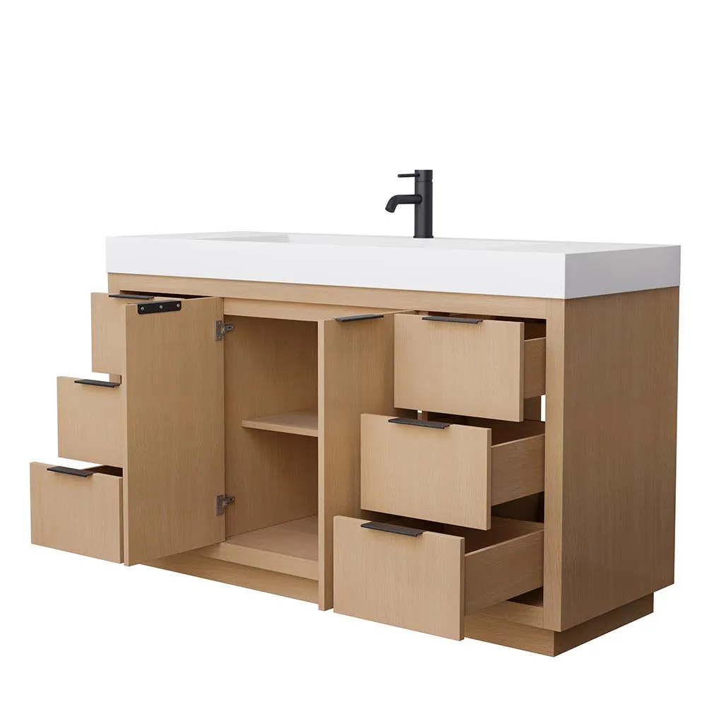 Maroni 60 Inch Single Bathroom Vanity in Light Straw