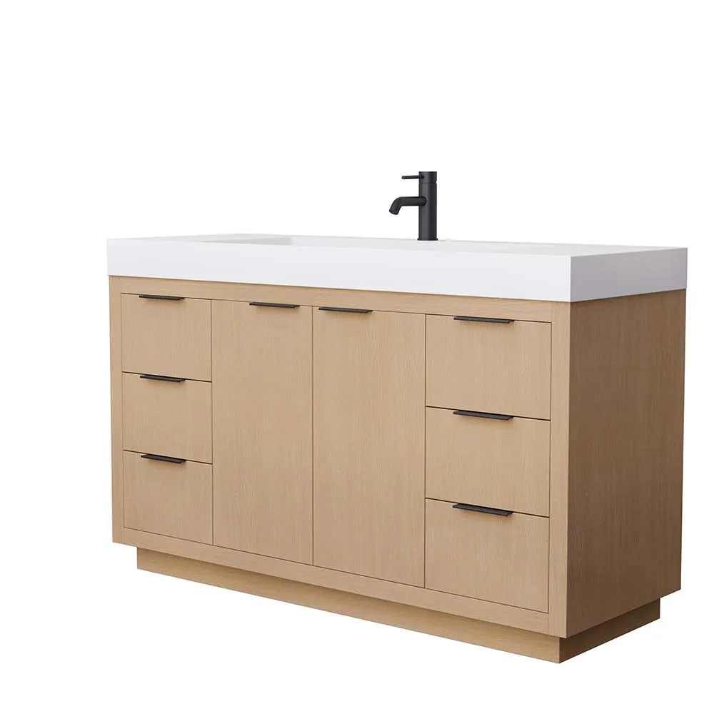 Maroni 60 Inch Single Bathroom Vanity in Light Straw