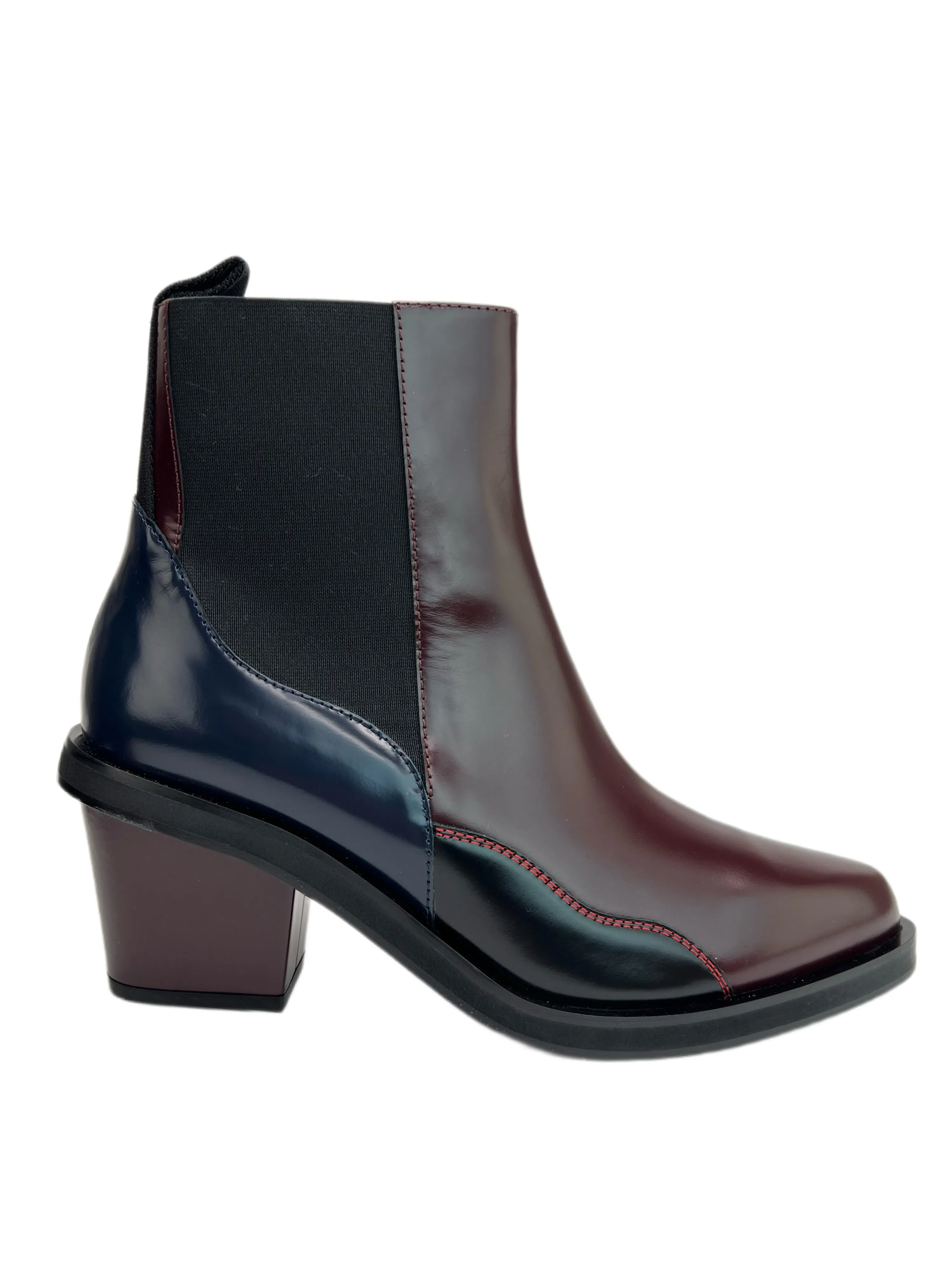 Max Mara Women's Bordeaux Morena Leather Ankle Boots Size 9