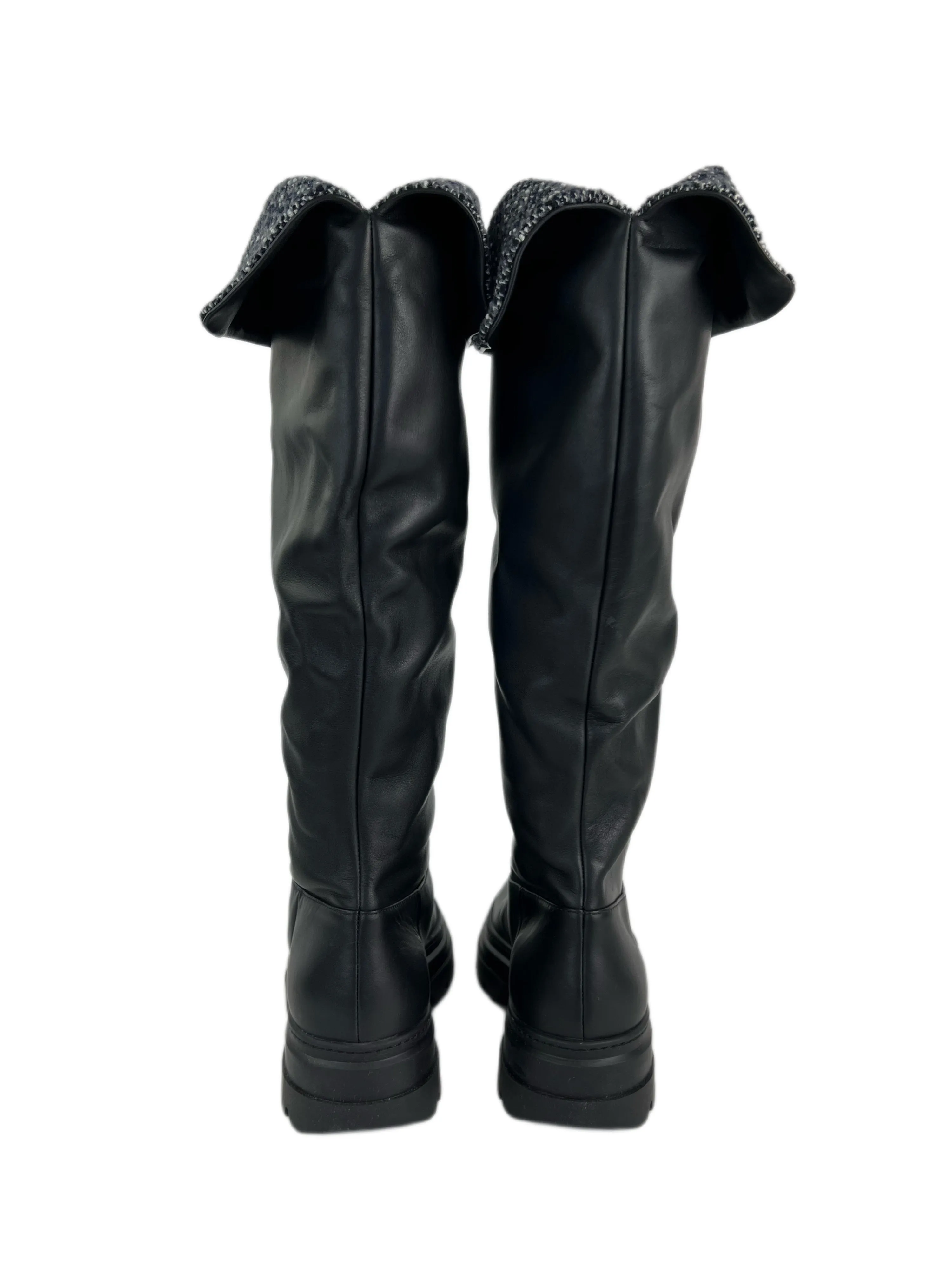 Max Mara Women's Nero Battile Leather Knee Boots Size 7 NWT