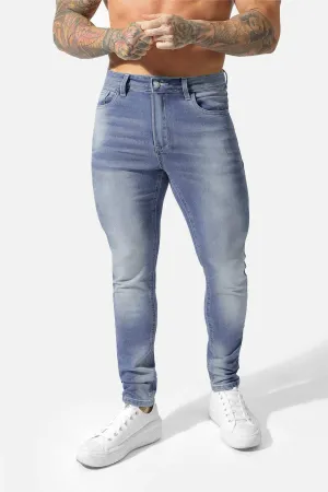 Men's Premium Fitted Stretchy Jeans - Faded Blue