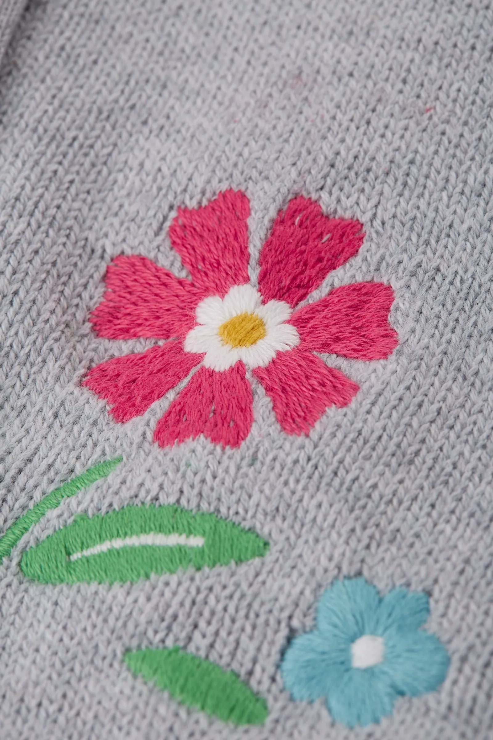 Millie Embroidered Cardigan, Grey/Flowers, (2-3/3-4)