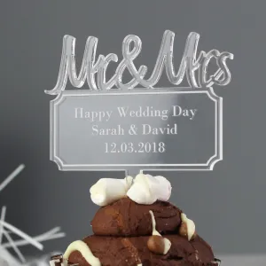 Mr & Mrs Plaque Acrylic Cake Topper