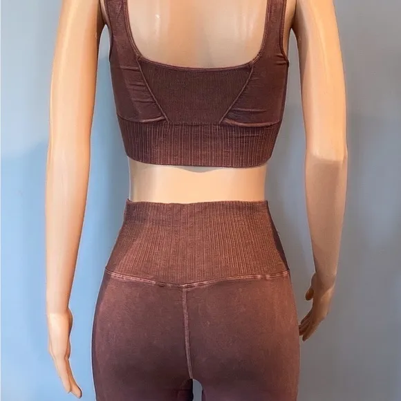 New FREE PEOPLE Square Neck Good Karma Bra XS/S &amp; Karma Shorts M/L Nutmeg $96
