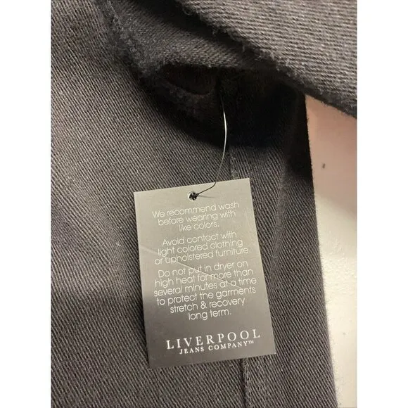NEW Liverpool Jeans Company Black Powerflex Knit Denim Moto Jacket Sz L