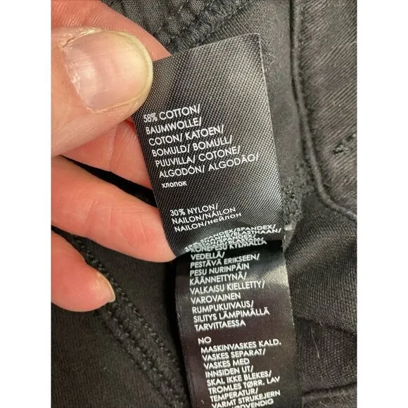 NEW Liverpool Jeans Company Black Powerflex Knit Denim Moto Jacket Sz L