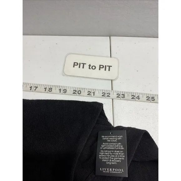 NEW Liverpool Jeans Company Black Powerflex Knit Denim Moto Jacket Sz L