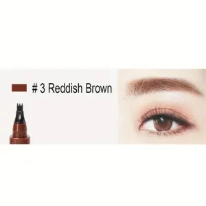 New QUEMISS Eyebrow Pen 4 Points Micro Brow Pencil Creates Lasting MakeUp Professional Natural Looking 3D Tint Pen Eyebrows Cover Sparse Areas Daily Waterproof Brows #03 (Reddish Brown)