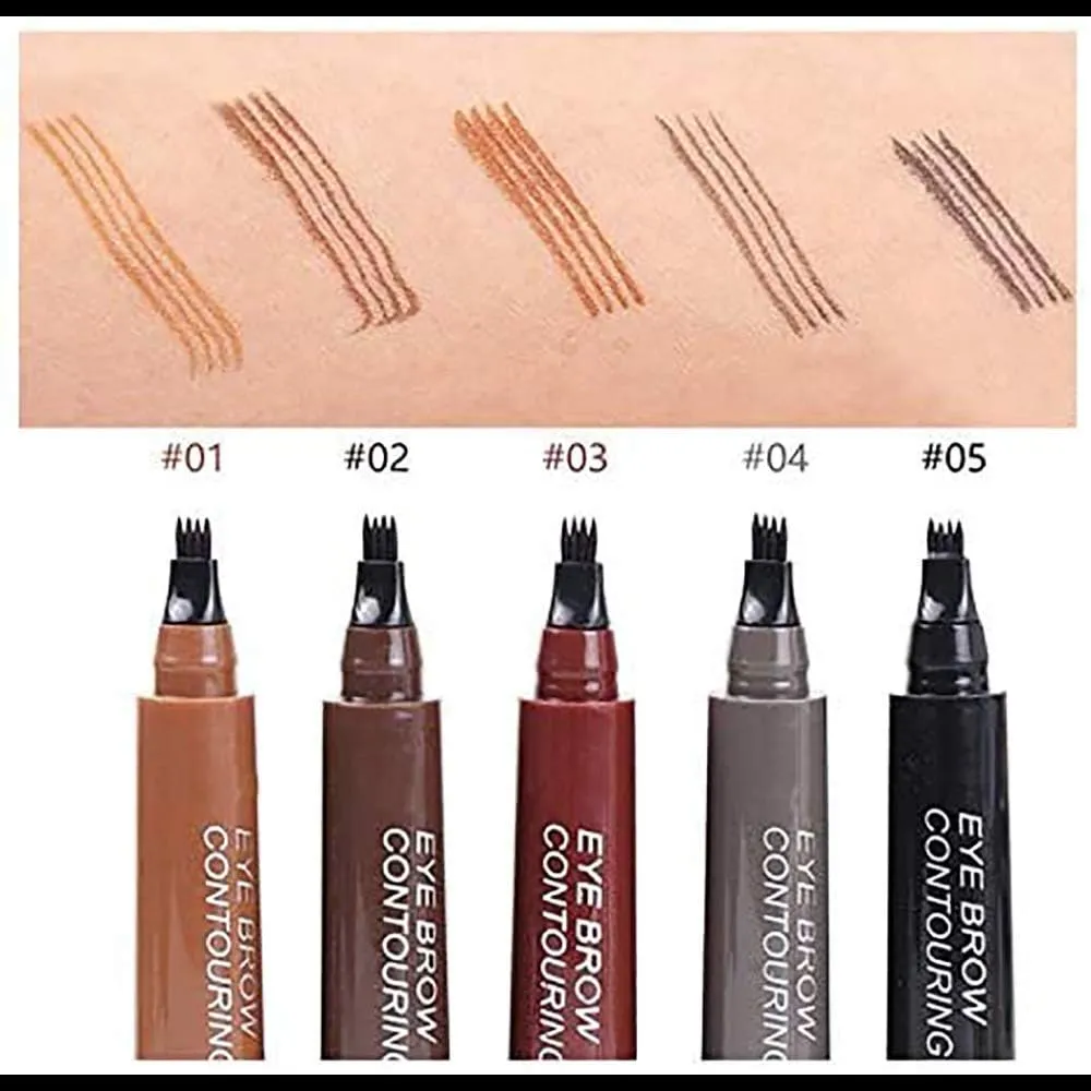 New QUEMISS Eyebrow Pen 4 Points Micro Brow Pencil Creates Lasting MakeUp Professional Natural Looking 3D Tint Pen Eyebrows Cover Sparse Areas Daily Waterproof Brows #03 (Reddish Brown)