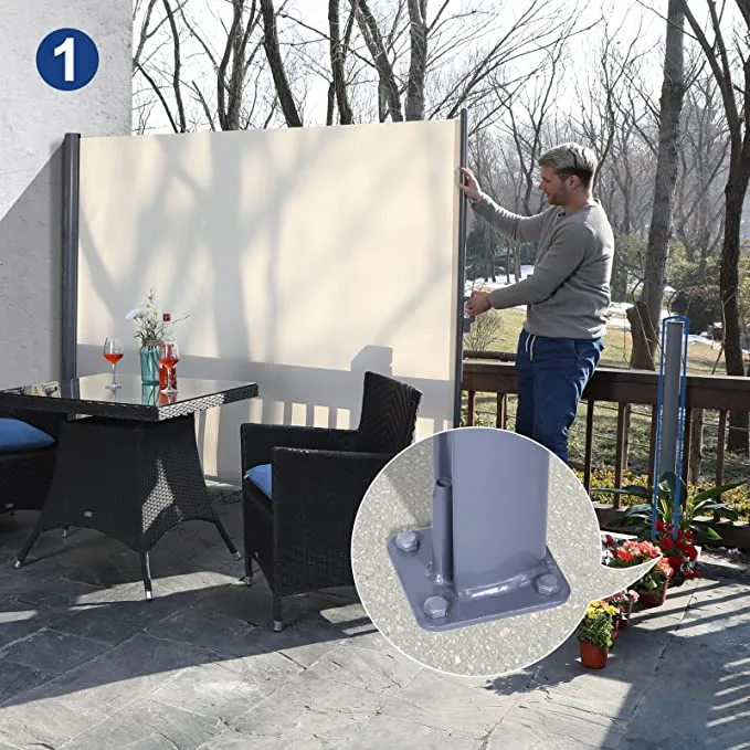New Wayfair SONGMICS 118.1" L x 70.9" H Retractable Patio Side Awning Sun Shade and Wind Screen Awning for Privacy Divider Blind Waterproof Beige, Retails $346 