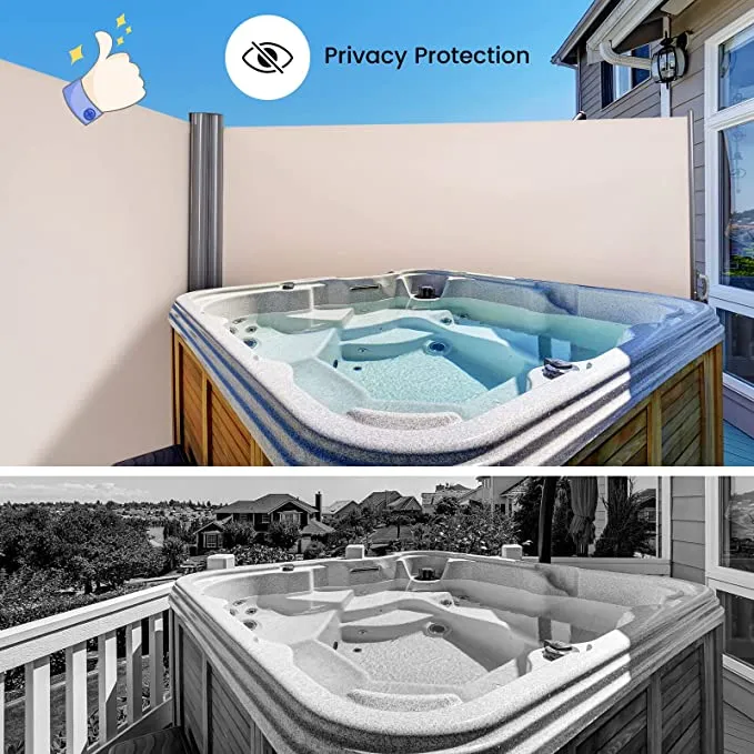 New Wayfair SONGMICS 118.1" L x 70.9" H Retractable Patio Side Awning Sun Shade and Wind Screen Awning for Privacy Divider Blind Waterproof Beige, Retails $346 