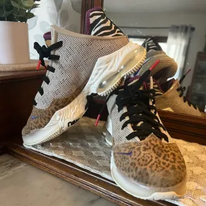 NIKE React Lebron XIV Low Safari Zebra Leopard Sneakers Purple Pink Boy's Size 5
