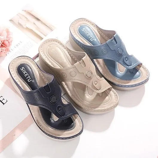 OCW Women Vintage Flip-flops Waterproof Wedge Orthopedic Sandals